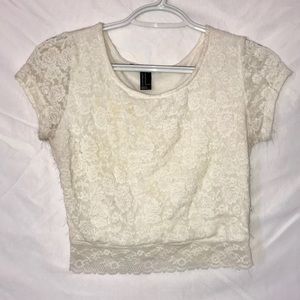 Forever 21 Tops - White lace crop top Forever 21 Tops - White lace crop top